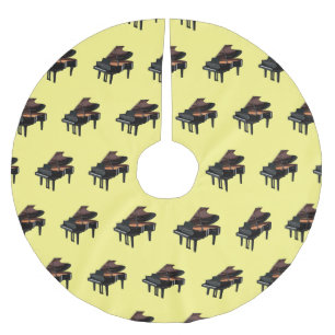 Piano cartoon illustration brushed polyester tree skirt