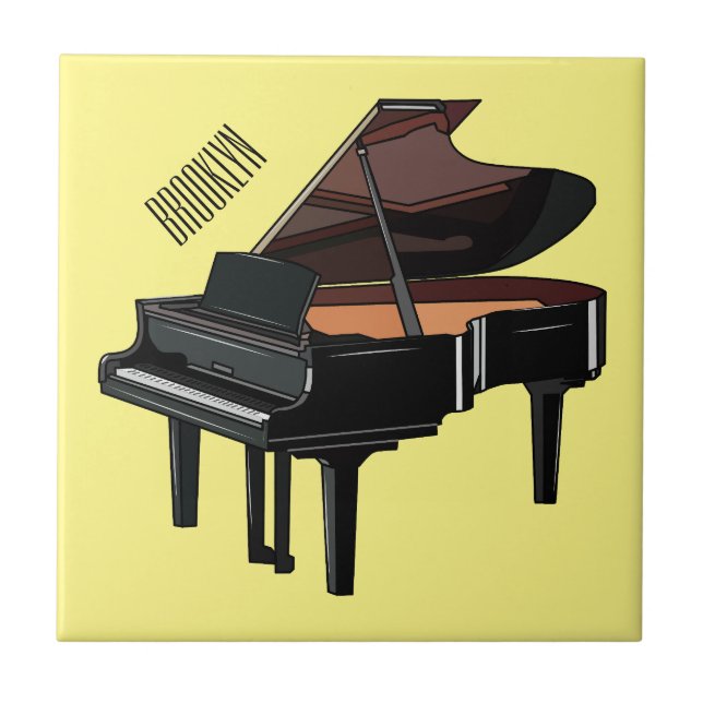 Piano cartoon illustration ceramic tile (Front)
