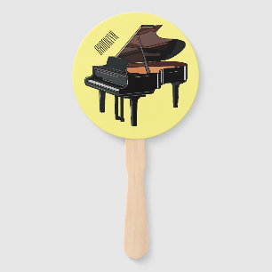Piano cartoon illustration hand fan