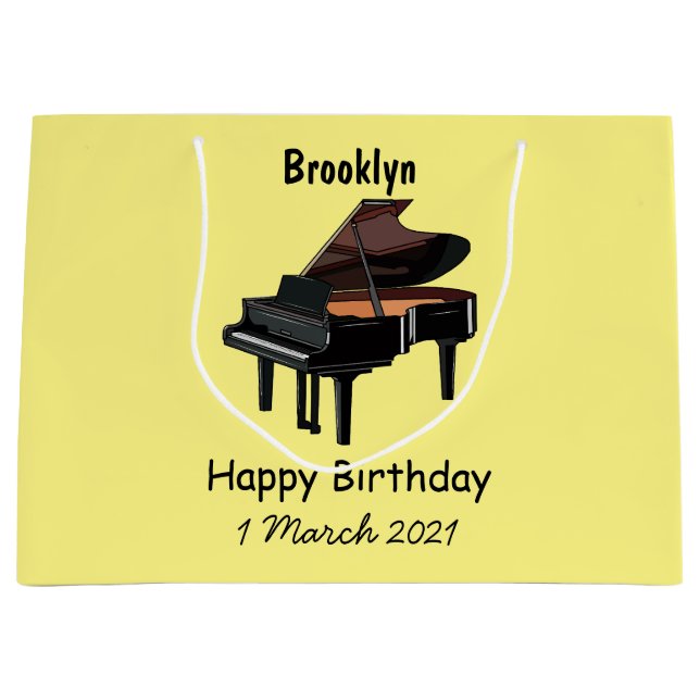 Piano cartoon illustration large gift bag (Front)