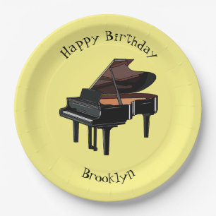 Piano cartoon illustration paper plate
