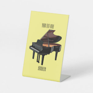 Piano cartoon illustration pedestal sign