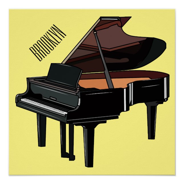 Piano cartoon illustration poster (Front)