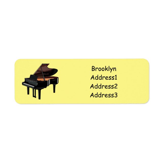 Piano cartoon illustration return address label (Front)