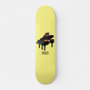 Piano cartoon illustration skateboard