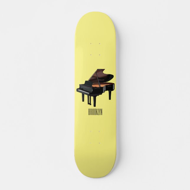 Piano cartoon illustration skateboard (Front)