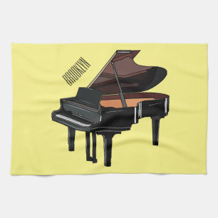 Piano cartoon illustration tea towel