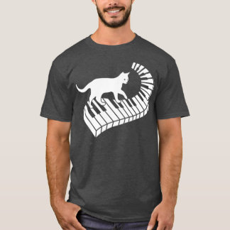 Piano Cat Funny Piano Player Musician Keyboard Pia T-Shirt