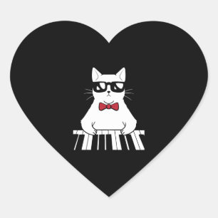 Piano Cat Heart Sticker