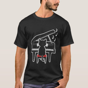 Piano Cat Music Lover Pianist Teacher Composer Mus T-Shirt