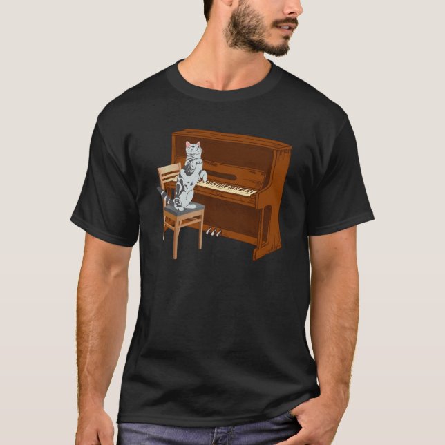 Piano Cat Piano Keyboard Meowsicians T-Shirt (Front)