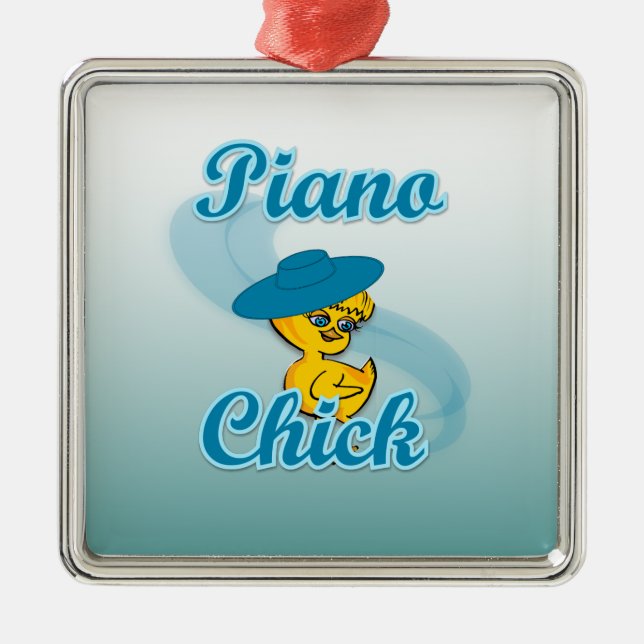 Piano Chick #3 Metal Tree Decoration (Front)