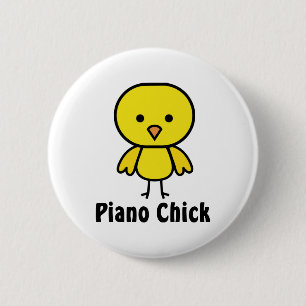 Piano Chick 6 Cm Round Badge