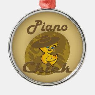 Piano Chick #6 Metal Ornament