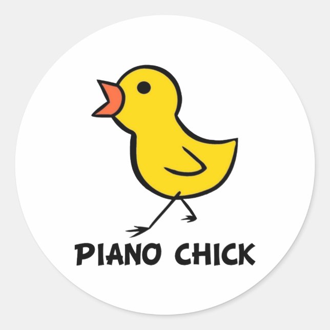 Piano Chick Classic Round Sticker (Front)