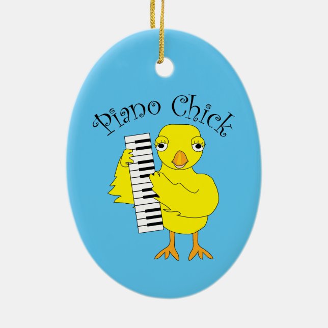 Piano Chick Text Ceramic Ornament (Back)