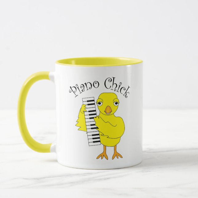Piano Chick Text Mug (Left)