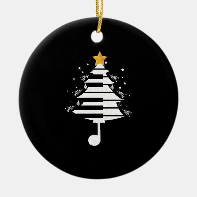 Piano Christmas Tree Pianist Music Musician Gift Ceramic Ornament (Front)