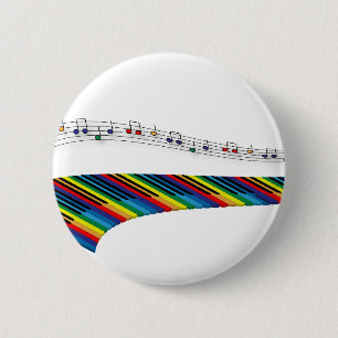 Piano colourful keyboard 6 cm round badge