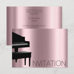 Piano Concert Formal Minimalism Vip Black Pink Invitation