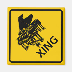 Piano Crossing Highway Sign Magnet