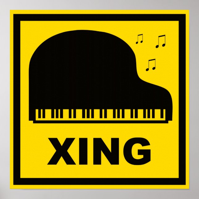 Piano Crossing Xing Traffic Sign (Front)