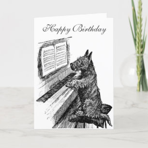 Piano Dog Birthday Card