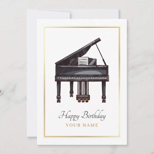 Piano elegant  holiday card (Front)