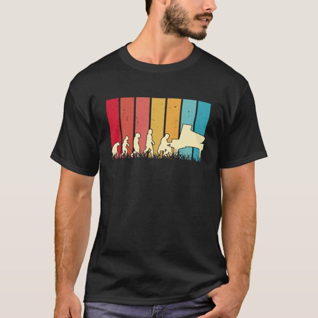 Piano Evolution Retro Piano Player Pianist  1 T-Shirt (Front)