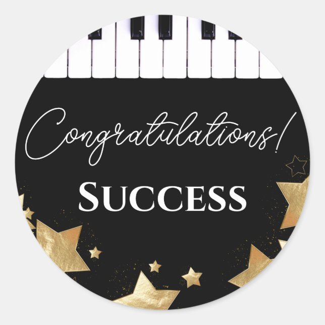 Piano Exam Success Congratulations Teacher Classic Round Sticker (Front)