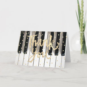 piano faux gold foil thank you card