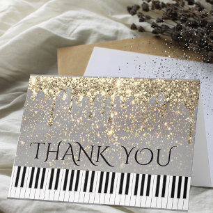 piano faux sparkle effect thank you card