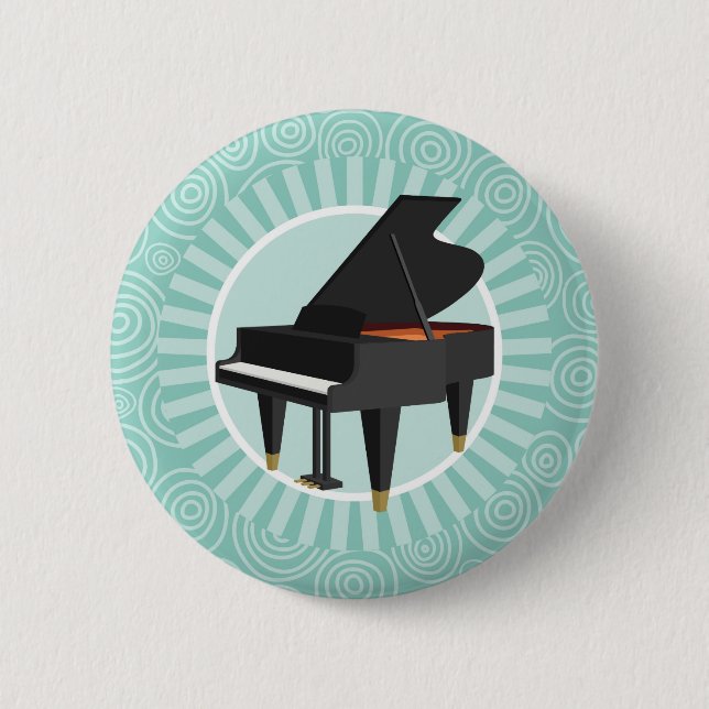 Piano Fun Turquoise Swirl Music 6 Cm Round Badge (Front)