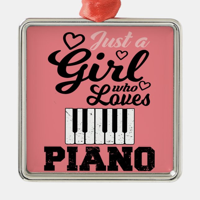 Piano Girl Christmas  Invitation Magnet Metal Orna Metal Ornament (Front)
