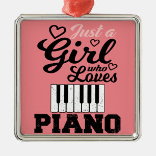 Piano Girl Christmas  Invitation Magnet Metal Orna Ornament