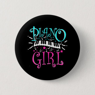 Piano Girl Pianist Music Notes 6 Cm Round Badge