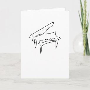 Piano Grand Piano Single Line Drawing Card