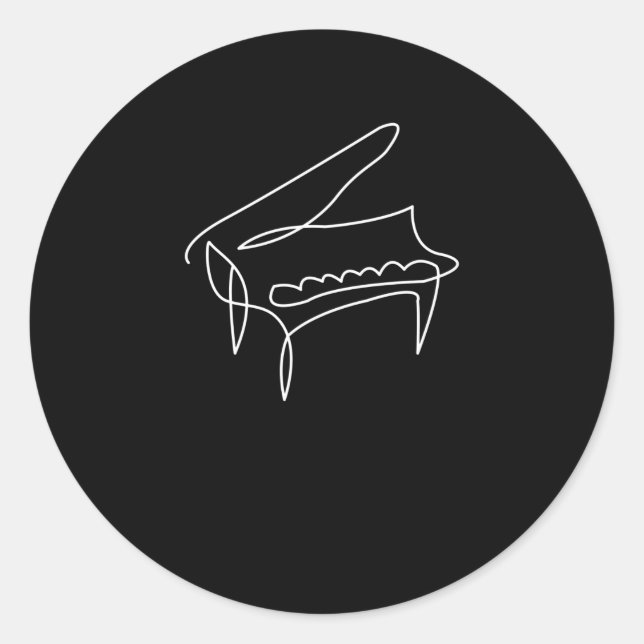 Piano Grand Piano Single Line Drawing Classic Round Sticker (Front)