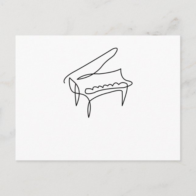 Piano Grand Piano Single Line Drawing Postcard (Front)