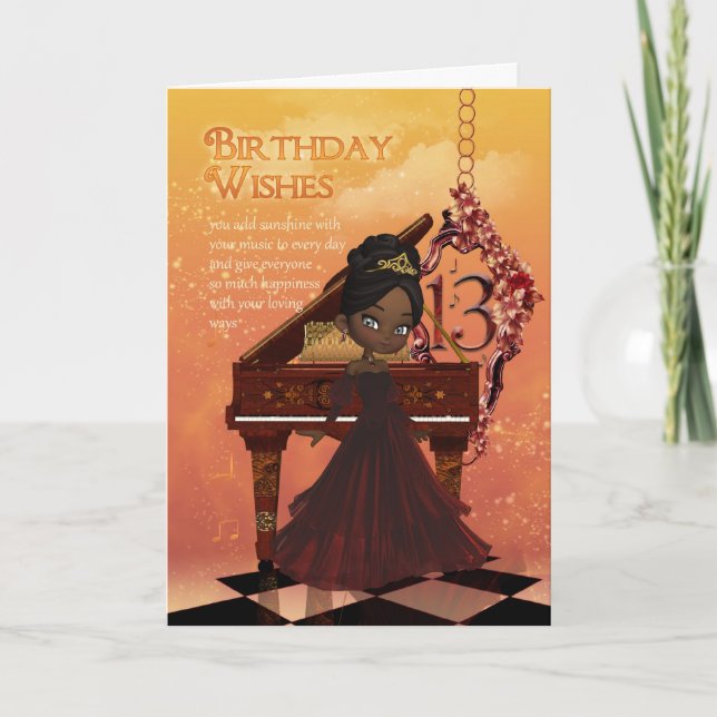 Piano Happy 13th Birthday Greeting Card (Front)