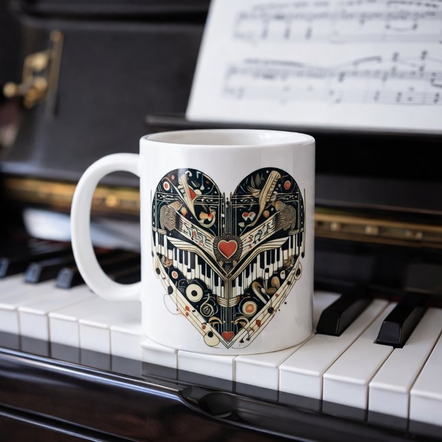 Piano Heart Music Lover Gift Coffee Mug (Creator Uploaded)