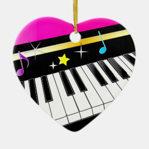Piano in a Heart Ceramic Tree Decoration