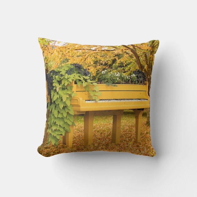 Piano in autumn woods cushion (Front)