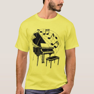 piano in black T-Shirt