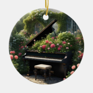 Piano in Bloom- garden painting  Ceramic Ornament