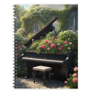 Piano in Bloom- garden painting Notebook