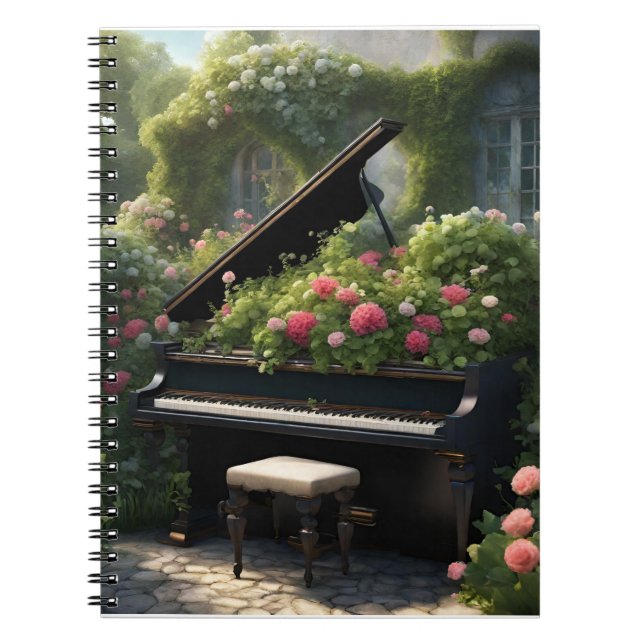 Piano in Bloom- garden painting  Notebook (Front)