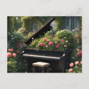 Piano in Bloom- garden painting Postcard