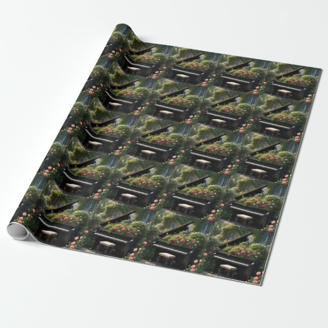 Piano in Bloom- garden painting  Wrapping Paper (Unrolled)