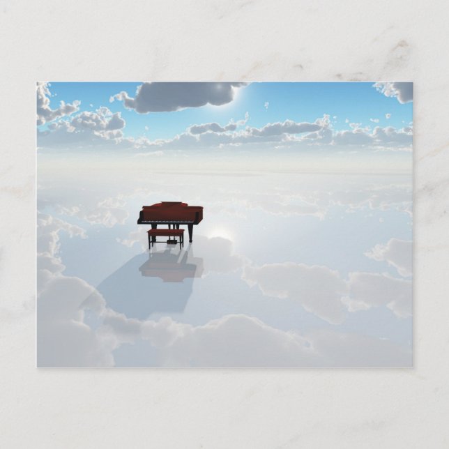 Piano in dramatic white landscape postcard (Front)